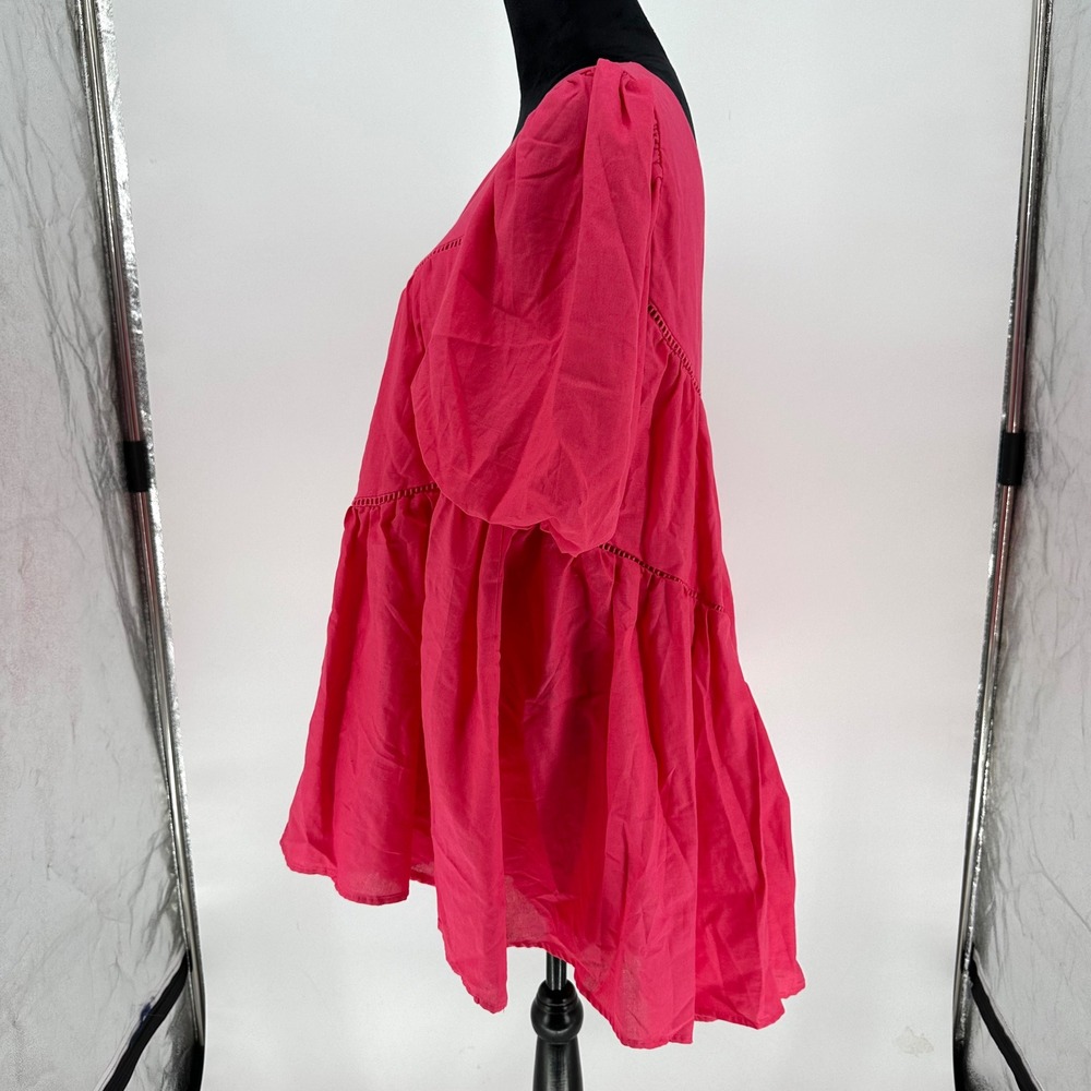 NEW‎ Showpo Harleen Asymmetrical Trim Mini Dress Pink Ruffle Puff Sleeve US 6 - Picture 5 of 7